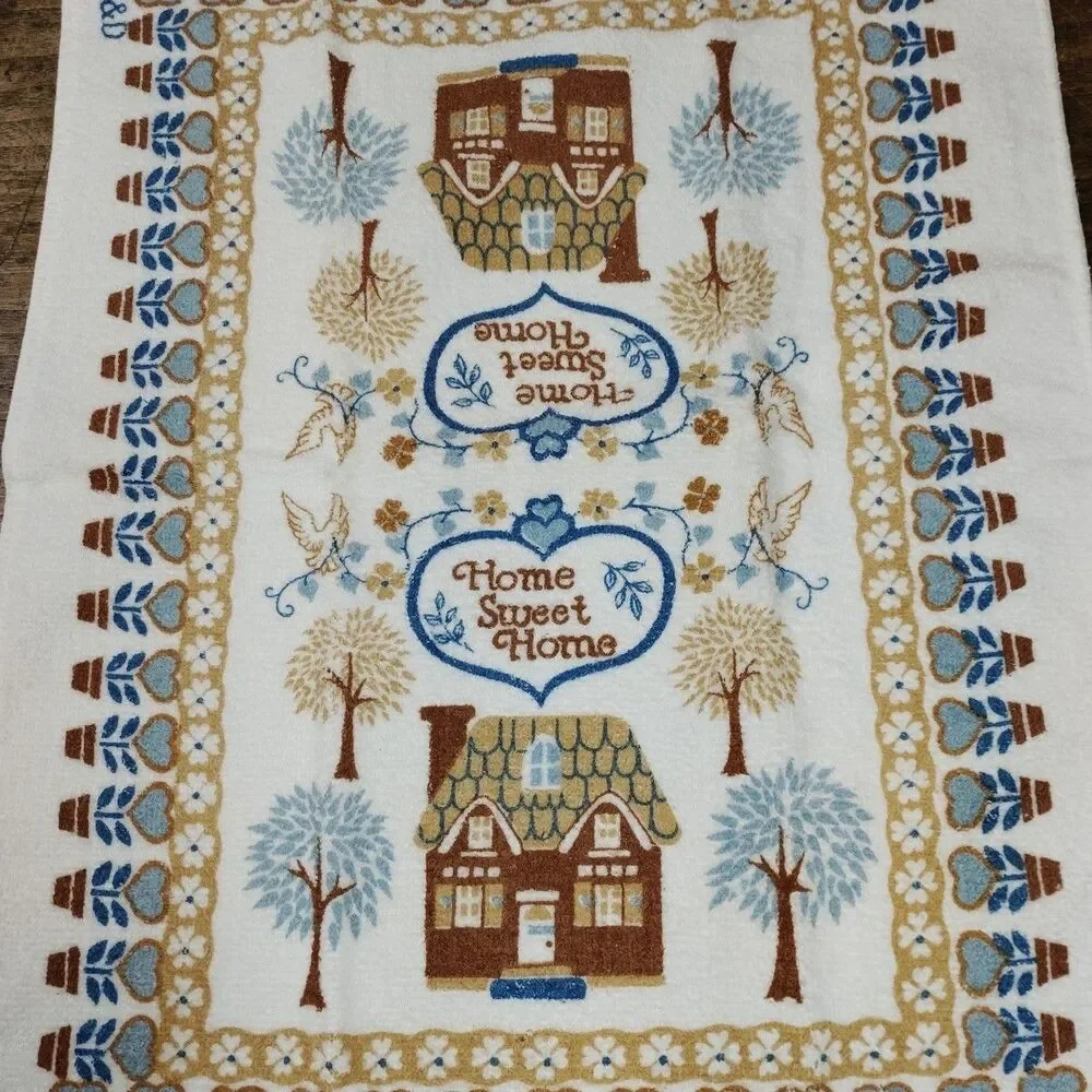 Vintage Towels & Wash Cloth Kitchen Hand Towels Cotton Made USA Home Sweet NEW